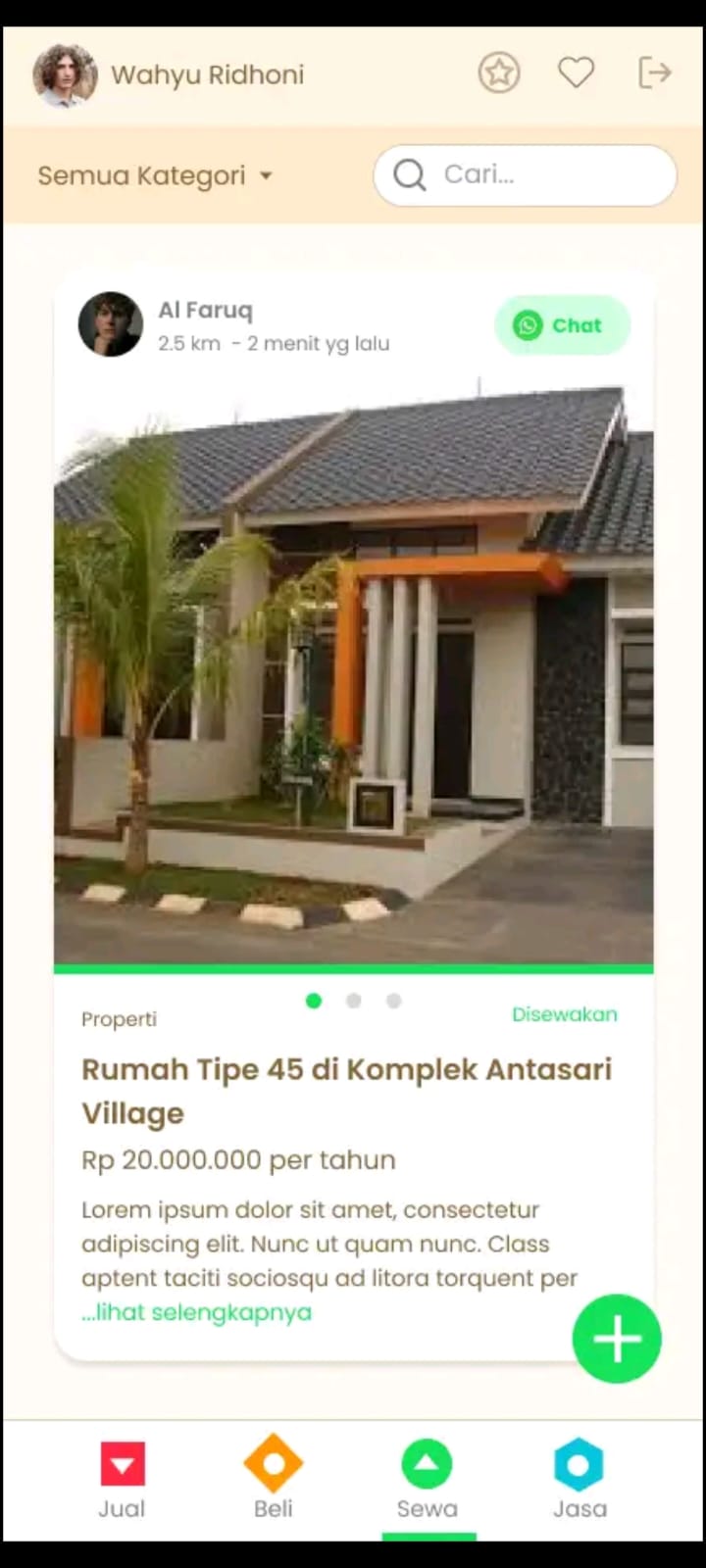 Tampilan fitur beranda Handil Market