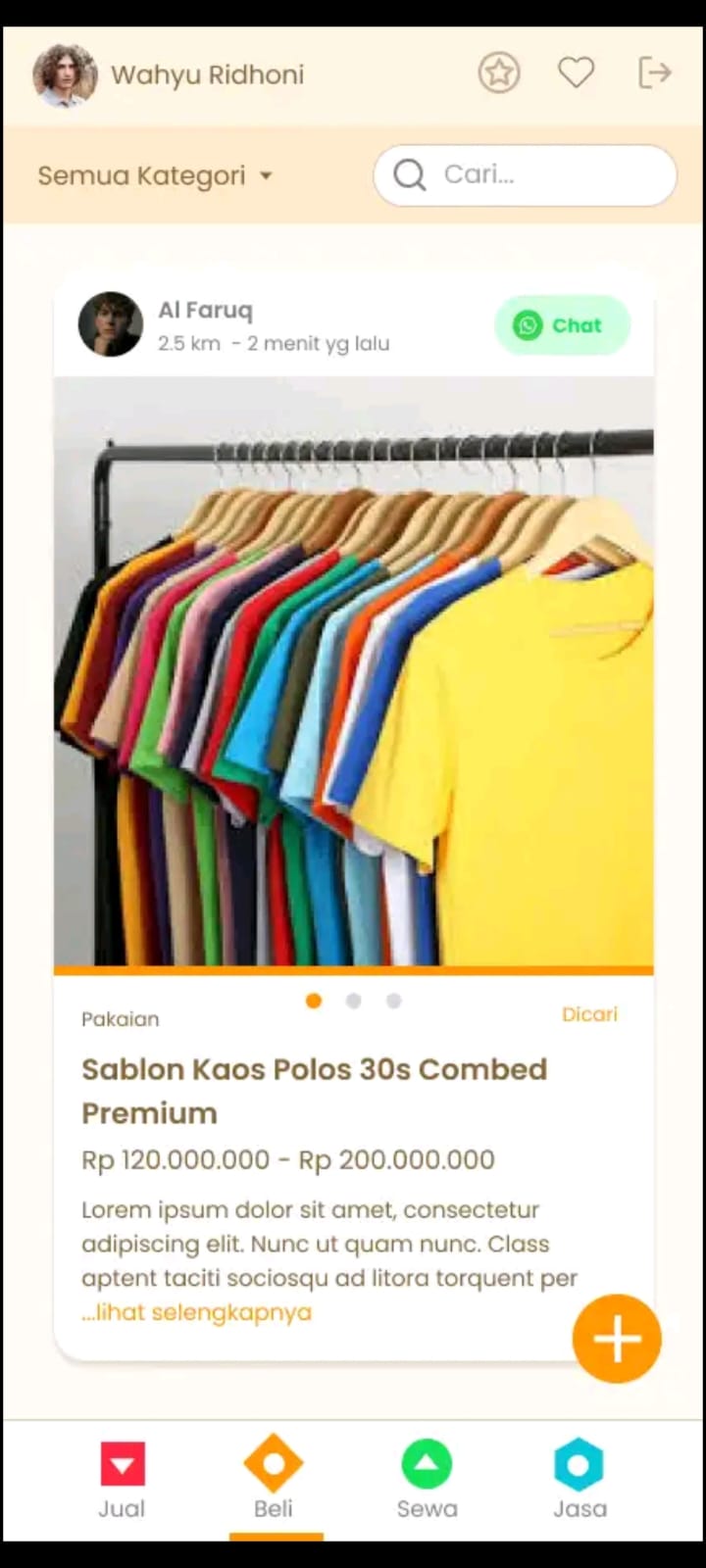 Tampilan halaman transaksi Handil Market