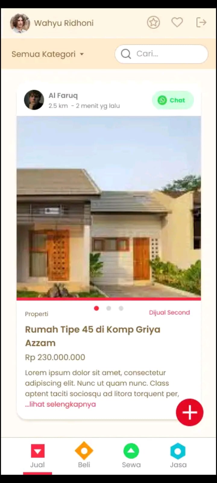 Tampilan profil pengguna Handil Market